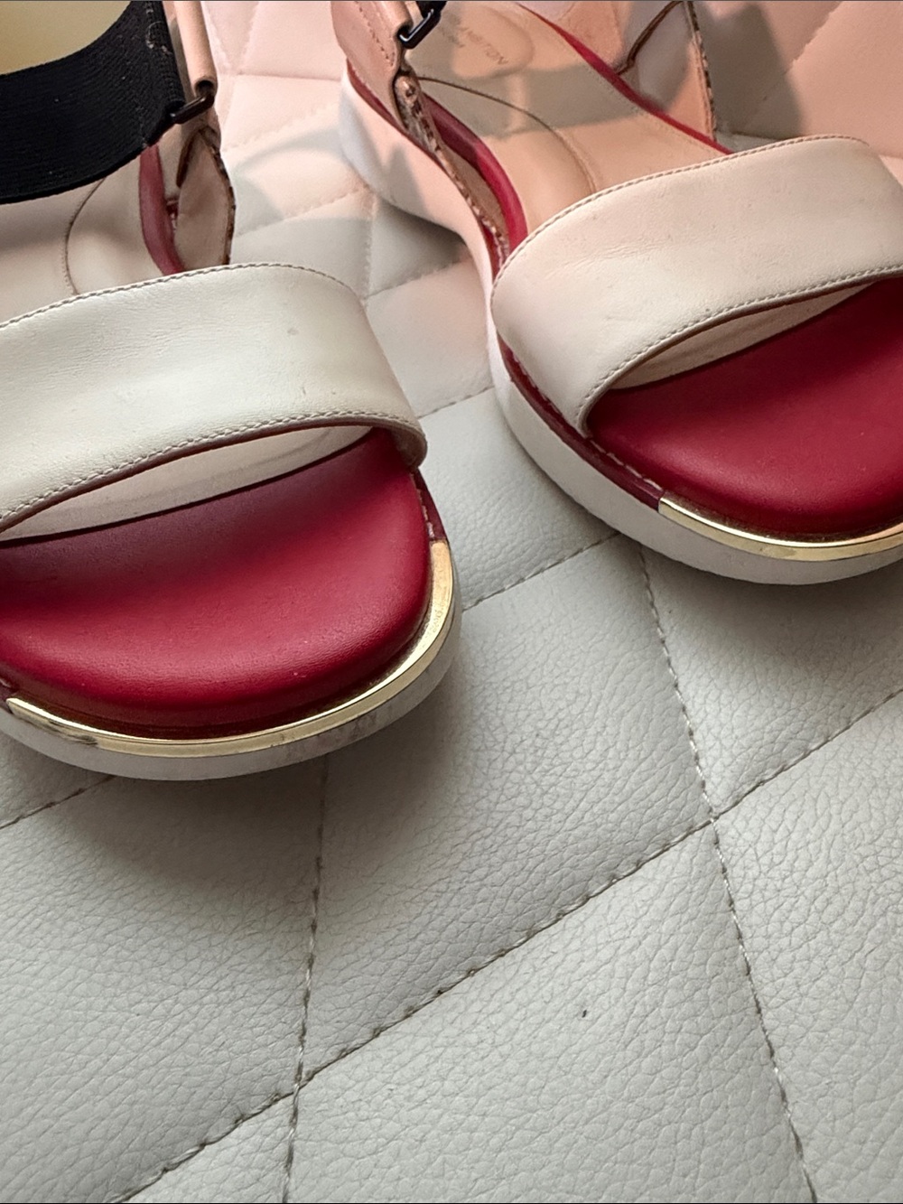 Cole Haan Colorblock Sandals in Cream, Black & Red - Picture 4 of 4